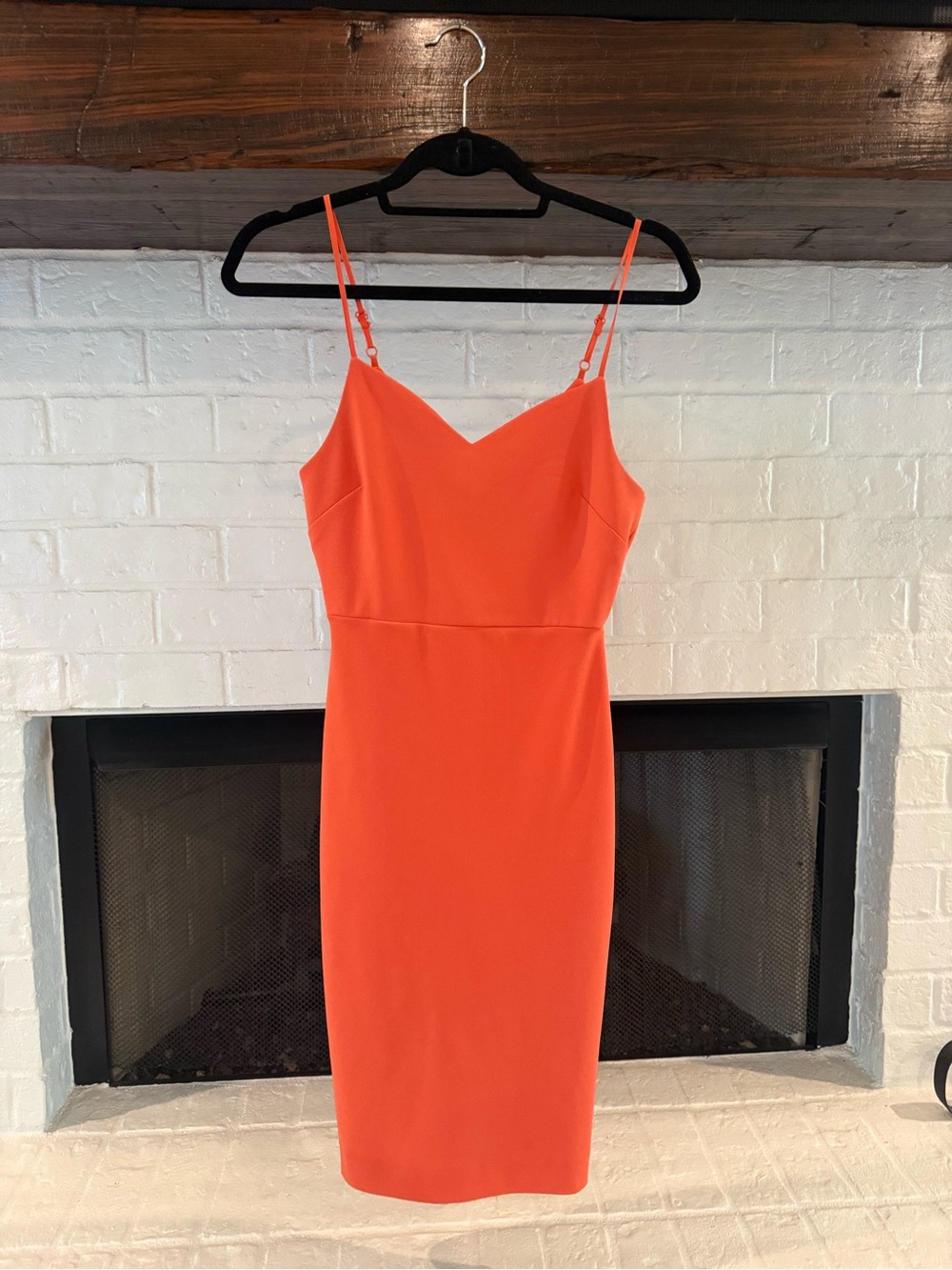 1. State Vibrant Orange Spaghetti Strap Sheath Dress
